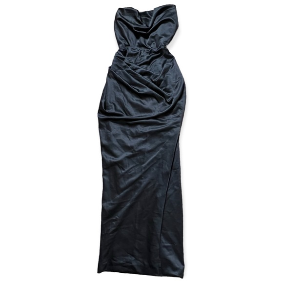 House of CB ‘Adrienne’ Black Satin Strapless Dress - Picture 12 of 15